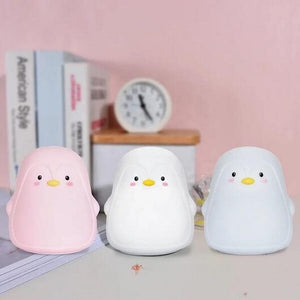 pink grey white penguin Silicone LED night light 