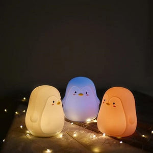 pink white grey penguin Silicone LED night light 