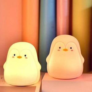 pink white penguin Silicone LED night light 