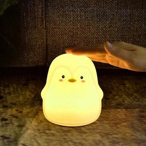 tap tap to change colour penguin Silicone LED night light 