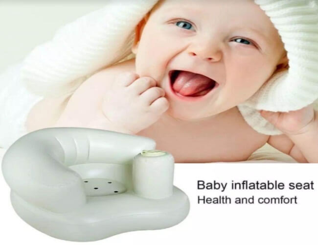 Green portable inflatable baby cushion 